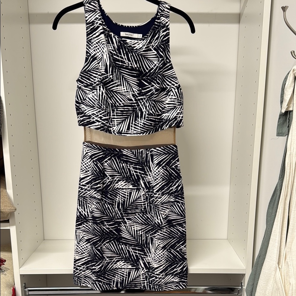 Bailey 44 Navy and White Palm Print Mini Dress